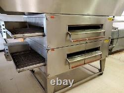 Xlt-3270-ts Double Deck Conveyor Pizza Ovens Nat Gas By Bofi Top Deck Has Split