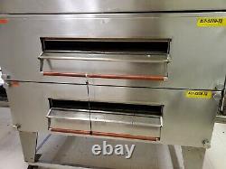 Xlt-3270-ts Double Deck Conveyor Pizza Ovens Nat Gas By Bofi Top Deck Has Split