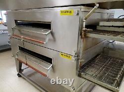 Xlt-3270-ts Double Deck Conveyor Pizza Ovens Nat Gas By Bofi Top Deck Has Split