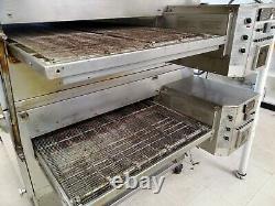 Xlt-3270-ts Double Deck Conveyor Pizza Ovens Nat Gas By Bofi Top Deck Has Split